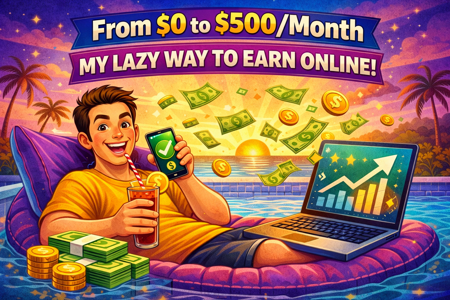 From $0 to $500Month My Lazy Way to Earn Online!